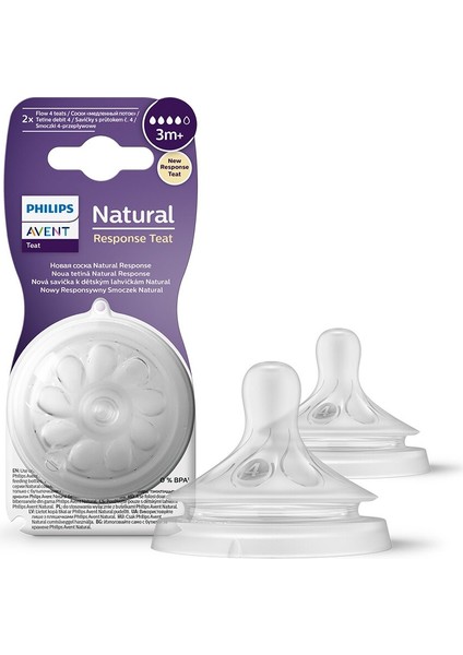 Natural Response 2'li Biberon Emziği, 4 Numara, 3 Ay+