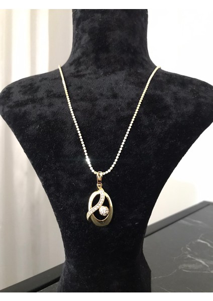 PASLANMAZ ÇELİK GOLD TAŞLI EZME MODEL KOLYE ZİNCİRLİ KUYUMCU MODEL UZUN KOLYE