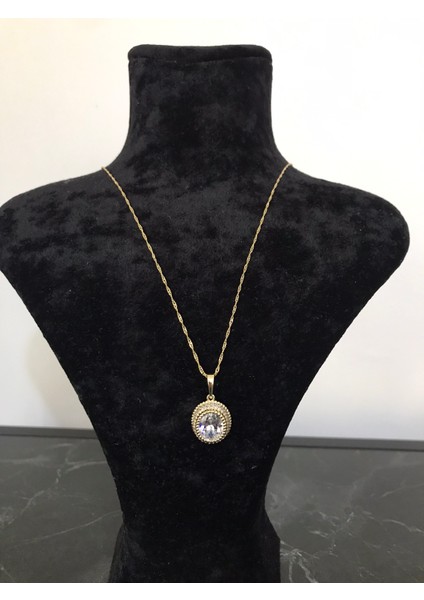 Gold Büyük Tektaşlı Kolye – Parlak Kuyumcu Model Şıklık