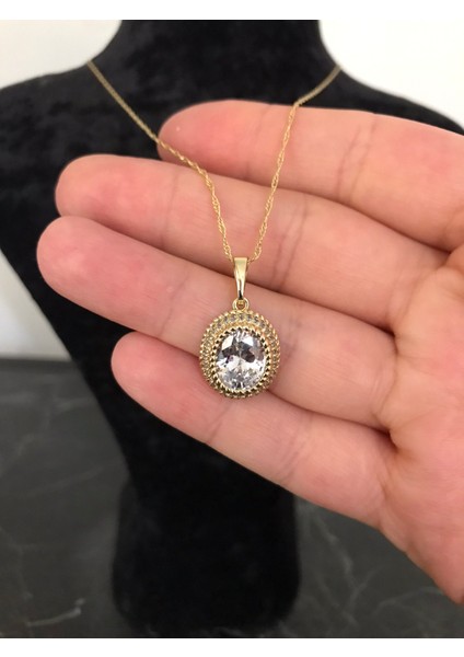 Gold Büyük Tektaşlı Kolye – Parlak Kuyumcu Model Şıklık modelleri