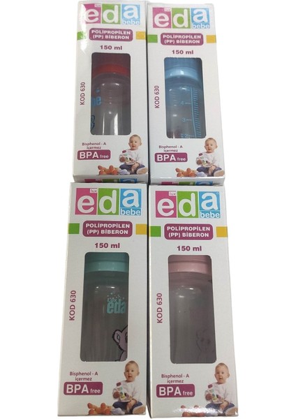 Şeffaf Bebek Biberon Seti 150ML, 4 Adet, Güvenli ve Kullanışlı Sıvı Saklama.