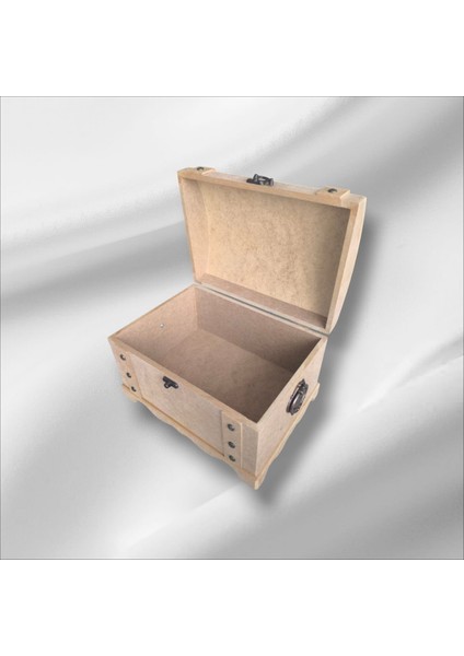 Ahşap Boyanabilir Takı-Makyaj-Aksesuar- Dekoratif Klipsli Orta Boy Çok Amaçlı Sandık Kutu fırsatları