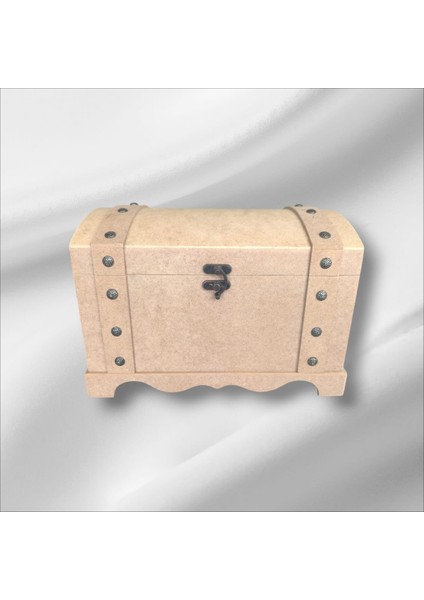 Ahşap Boyanabilir Takı-Makyaj-Aksesuar- Dekoratif Klipsli Orta Boy Çok Amaçlı Sandık Kutu indirimleri