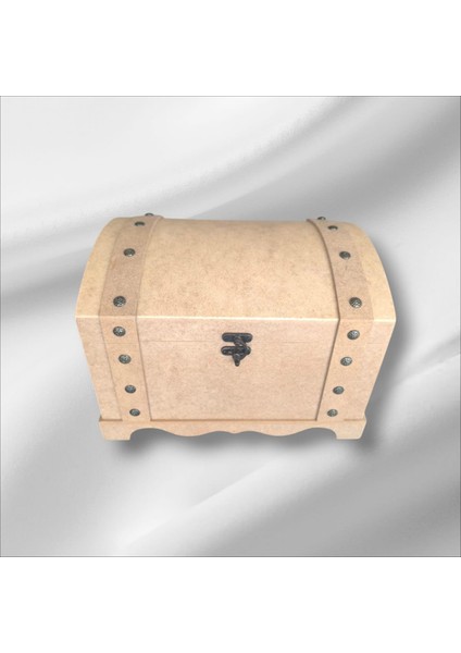 Ahşap Boyanabilir Takı-Makyaj-Aksesuar- Dekoratif Klipsli Orta Boy Çok Amaçlı Sandık Kutu
