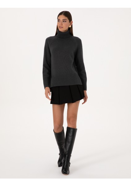 Kadın Antrasit Comfort Fit Yün Karışımlı Kazak 50316667-VR006 fırsatları