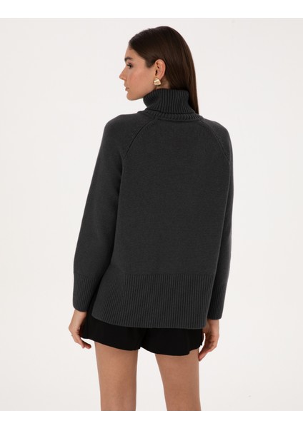 Kadın Antrasit Comfort Fit Yün Karışımlı Kazak 50316667-VR006 indirimleri