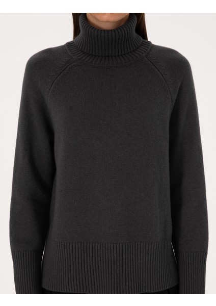 Kadın Antrasit Comfort Fit Yün Karışımlı Kazak 50316667-VR006