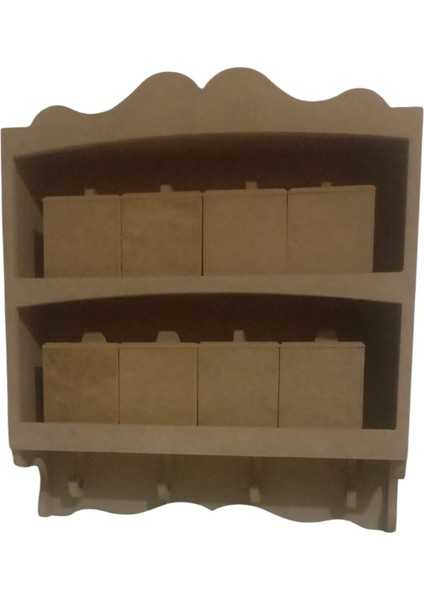 Ahşap 8 Bölmeli Baharatlık – Raflı ve Kapaklı Düzenleyici