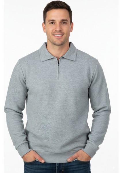 Erkek Kışlık Kazak Pamuklu Dokuma Yarım Fermuarlı Polo Yaka Uzun Kollu Düz Renk Rahat Kesim modelleri