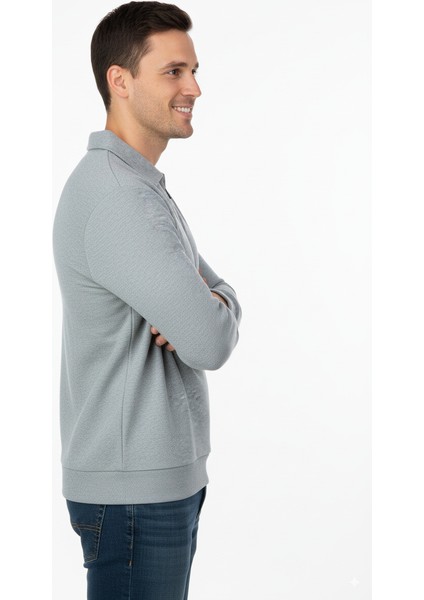 Erkek Kışlık Kazak Pamuklu Dokuma Yarım Fermuarlı Polo Yaka Uzun Kollu Düz Renk Rahat Kesim fırsatları