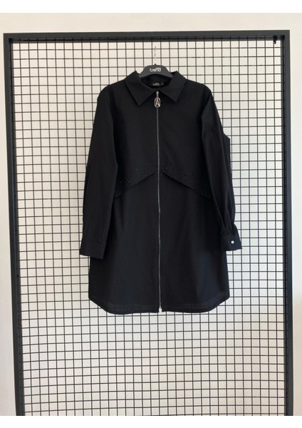 Trend Ön V Taş Işlemeli Fermuarlı Tunik 25KT408