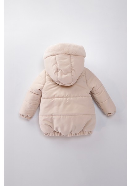 Su ve Rüzgar Geçiemez Kapüşonlu Şişme Peluş Kışlık Kız Çocuk Mont 2-6 Yaş 50326 fiyatları