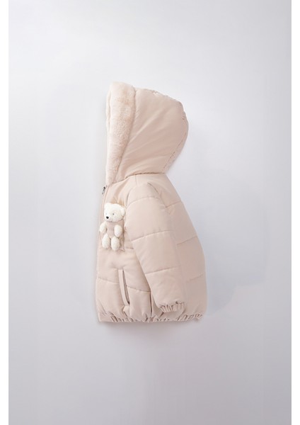 Su ve Rüzgar Geçiemez Kapüşonlu Şişme Peluş Kışlık Kız Çocuk Mont 2-6 Yaş 50326 modelleri