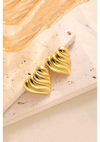 Paslanmaz Çelik Zarif Kalp Tasarım Gold Kadın Küpe fiyatları