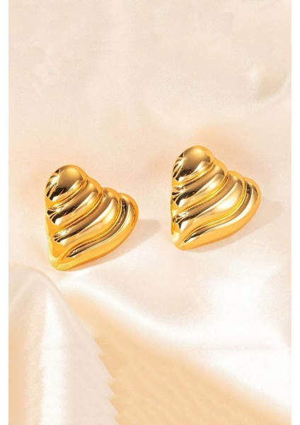 Paslanmaz Çelik Zarif Kalp Tasarım Gold Kadın Küpe fırsatları