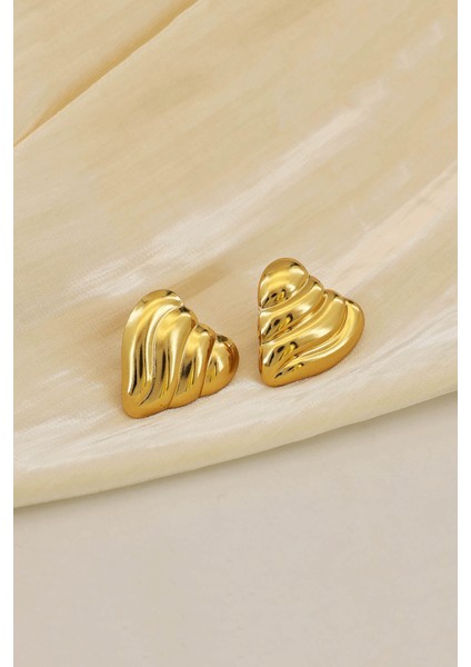 Paslanmaz Çelik Zarif Kalp Tasarım Gold Kadın Küpe indirimleri