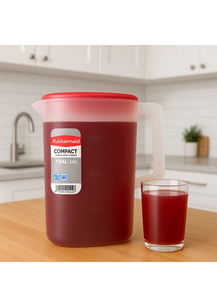 Compact 3.8 L Sürahi – Kırmızı Kapaklı, Bpa’sız Plastik, Bulaşık Makinesi Uyumlu fiyatları