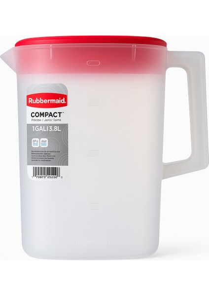 Compact 3.8 L Sürahi – Kırmızı Kapaklı, Bpa’sız Plastik, Bulaşık Makinesi Uyumlu modelleri