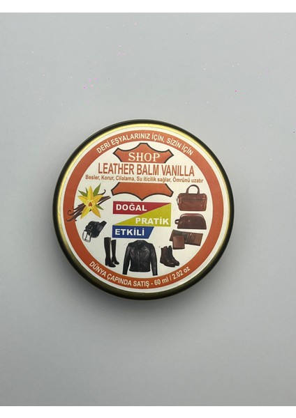 Deri Bakım Kremi Vanilyalı 60 ml Cüzdan, Kemer, Ceket, Sandalet, Bot, Ayakkabı, Eldiven Çanta Bakım Cila Koruma
