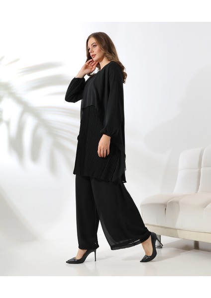 Büyük Beden Piliseli Şifon Tesettür Tunik modelleri