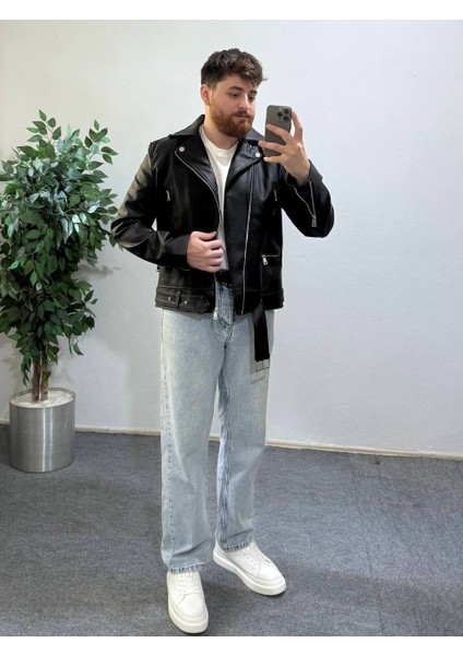 Içi Kürklü Erkek Yandan Kemerli Deri Ceket Koldan Fermuar Gizli Cep Kombinlenebilir Üst Kalite Deri fiyatları