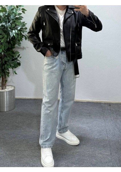 Içi Kürklü Erkek Yandan Kemerli Deri Ceket Koldan Fermuar Gizli Cep Kombinlenebilir Üst Kalite Deri modelleri