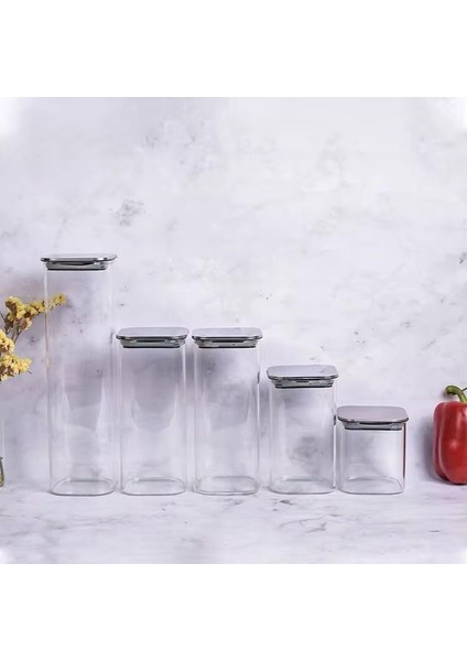 Home 2'li Vakum Kapaklı Borosilikat Cam Saklama Kabı Seti - Mini Boy, Hava Geçirmez, Gıda Saklama Için Ideal-Baharat,kahve,şeker-Mini Baharatlık (Metal Kare, 360 Ml) fiyatları