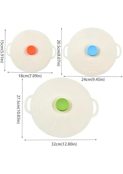 3 Lü Vakumlu Silikon Kapak Seti | Esnek Sızdırmaz Kapaklar | Mikrodalga ve Bulaşık Makinesi Uyumlu | Gıda Koruma ve Saklama Kapağı modelleri