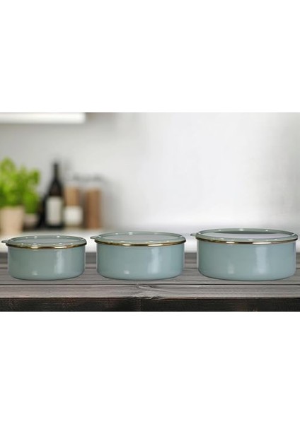 Home Soft Green Emaye Üçlü Saklama Seti fiyatları