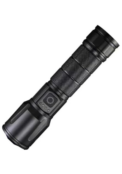 Şarjlı LED El Feneri 1500 Lümen - 10W Zoomlu Güçlü Işık, Alüminyum Gövde, Type-C USB Şarjlı, Taşıma Ipli, Kompakt ve Taşınabilir Kamp Feneri, Ledli Şarj Göstergesi