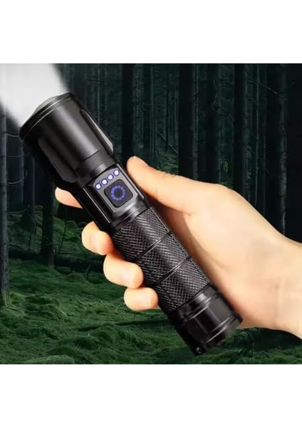 Şarjlı LED El Feneri 1500 Lümen - 10W Zoomlu Güçlü Işık, Alüminyum Gövde, Type-C USB Şarjlı, Taşıma Ipli, Kompakt ve Taşınabilir Kamp Feneri, Ledli Şarj Göstergesi fiyatları