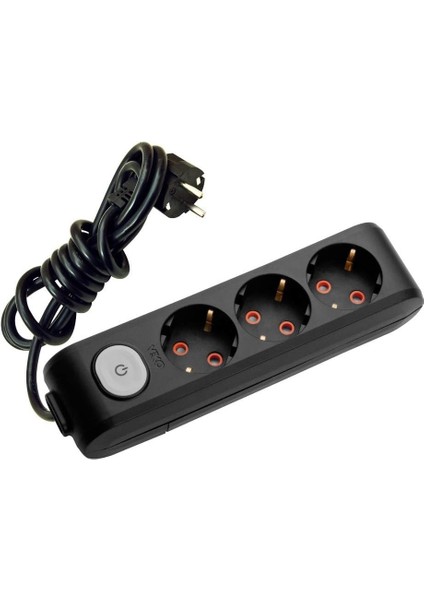 Pack Viko Siyah Priz Multi Let 3lü Anahtar Kablolu 3m Ç.k