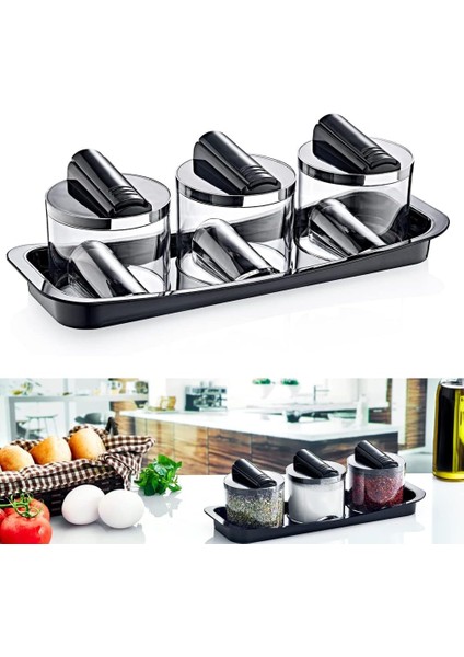 Favori 3'lü Baharatlık Seti - Lüks Standlı Mutfak Düzenleyici | Şıklık ve Pratiklik Bir Arada