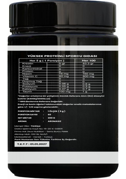 Creatine 300 gr Monohyrate Mikronized-Aromasız fiyatları