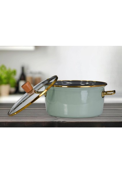 Home Soft Green Emaye Kızartma Tenceresi 22 cm