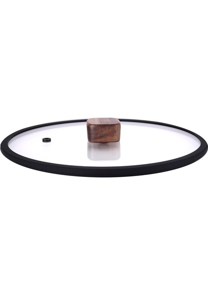 Bıen 24CM Düz Silikon Çerçeveli Cam Kapak Siyah