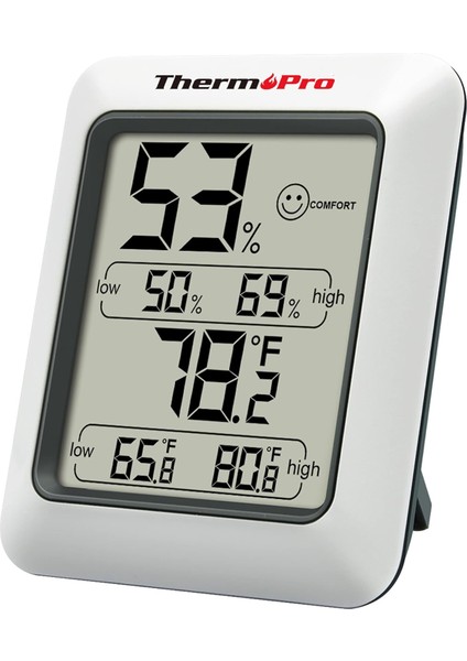 TP50 Dijital Termo-Higrometre, Iç Mekan Termometresi, Higrometre, Sıcaklık ve Nem Ölçer, Oda Iklimi Kontrolü, Oda Havası Kontrolü, Klima Monitörü Için
