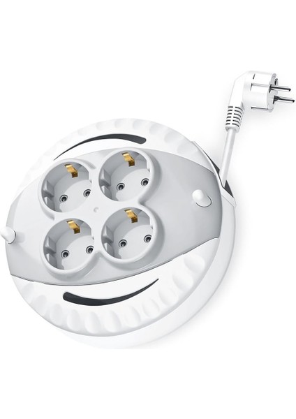 5 Metre Makaralı 4'lü Grup Priz, Ttr Bakır Sarım Uzatma Kablo, Dörtlü Çoklu Priz, 5 Metre 3X1MM Kablo, 3000 Watt