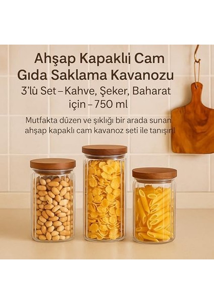 Kapaklı Cam Gıda Saklama Kavanozu Vakum Kapaklı Büyük Boy Erzak Bakliyat Seti 3'lü Set 750 ml fiyatları