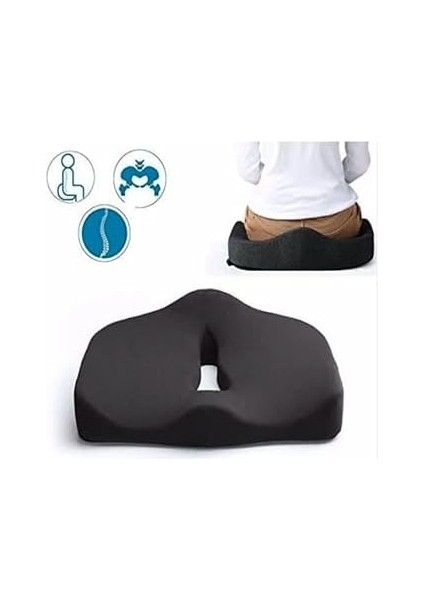 Ortopedik Basur Minderi Visco Posture Lüks Ortopedik Oturma Minderi, Figiza, Siyah, Standart modelleri