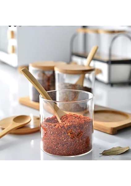 Bambu Standlı 3'lü Cam Baharatlık, Borasilikat, 3'lü Baharat Seti - Şık ve Fonksiyonel Bambu Standlı Mutfakta Düzeni ve Lezzeti Bir Arada Yaşayın! modelleri