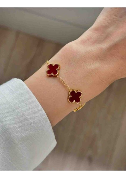 316L Çelik Bordo Bileklik Kadın Erkek Unisex Bileklik Gold Çift Taraflı