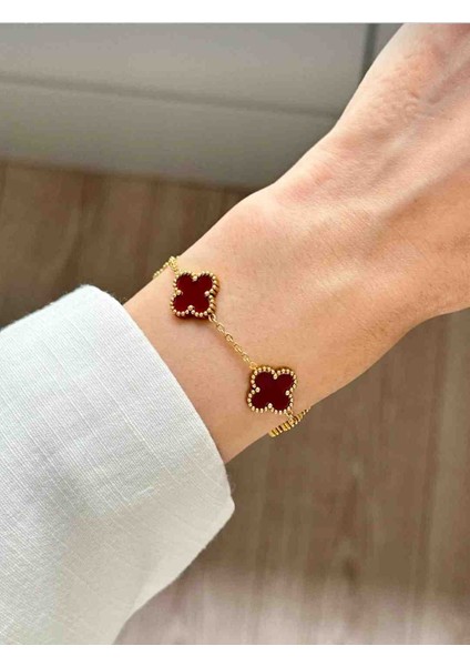 316L Çelik Bordo Bileklik Kadın Erkek Unisex Bileklik Gold Çift Taraflı modelleri