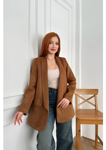 Taba Blazer Model Süet Kahve Ceket