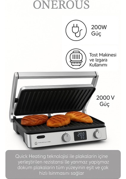 Compact Steel Pro Sear And Grill Inox 2007 Izgara ve Tost Makinesi 2000 W 6 Dilim Kapasiteli +Hassas Mutfak Tartısı