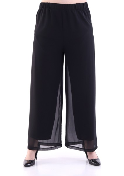 Şifon Içi Astarlı Beli Lastikli Pantolon
