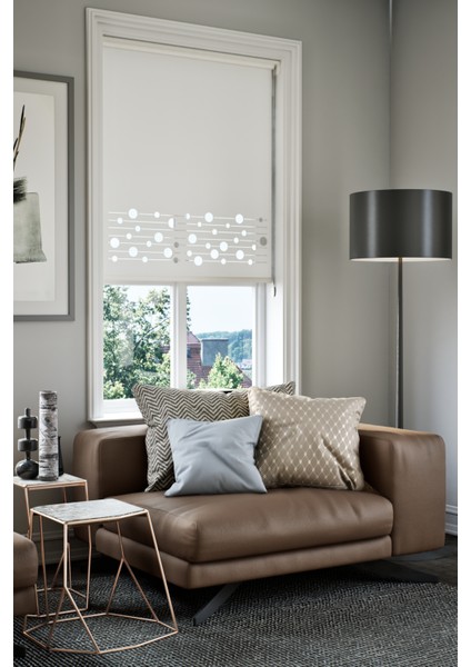 Lazer Kesim Mat Stor Perde, Lazer Kesimli Modern Serisi, M-161001 Beyaz Renk