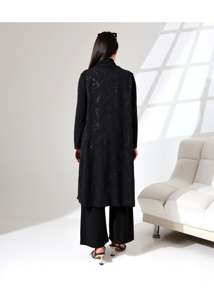 Desenli Şal Yaka Kısa Yelek