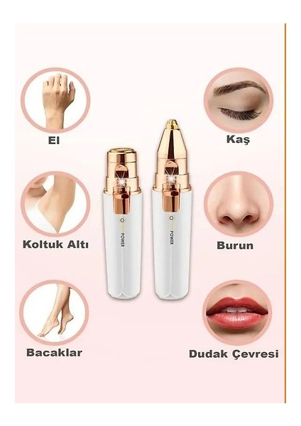 2 Başlıklı Yüz Tüy Alıcı Kaş Bıyık Kıl Epilasyon Aleti Şarjlı