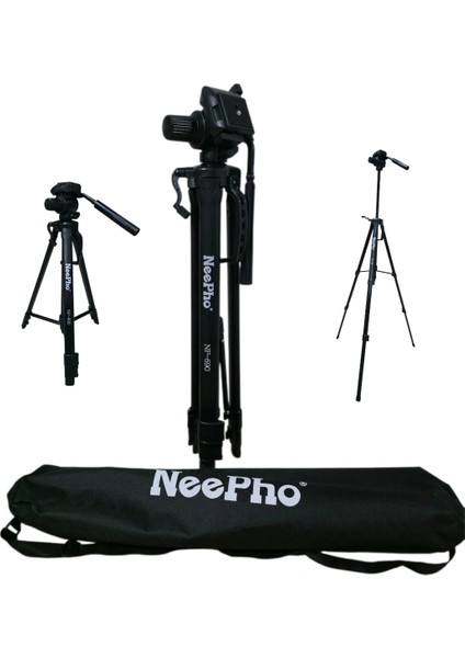 Neepho NTP-690 Kalın Bacaklı Alüminyum Tripod | 170 cm Yükseklik | Telefon ve Fotoğraf Makinesi Uyumlu | Taşıma Çantalı Profesyonel 3 Ayak